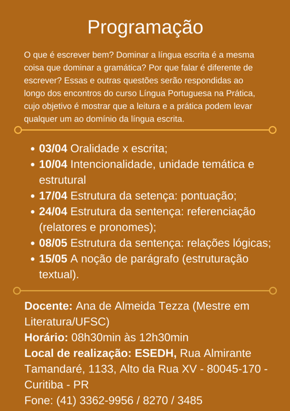 Datas e Horários: